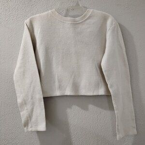 Zara -S-Cropped Long Sleeve Sweater Cream Size Small